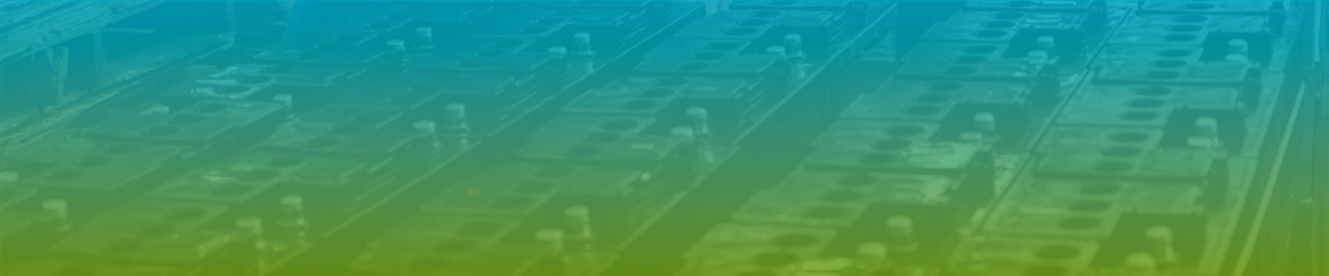 Green and blue gradient coloring over lead batteries for the header for lead battery recycling resources.