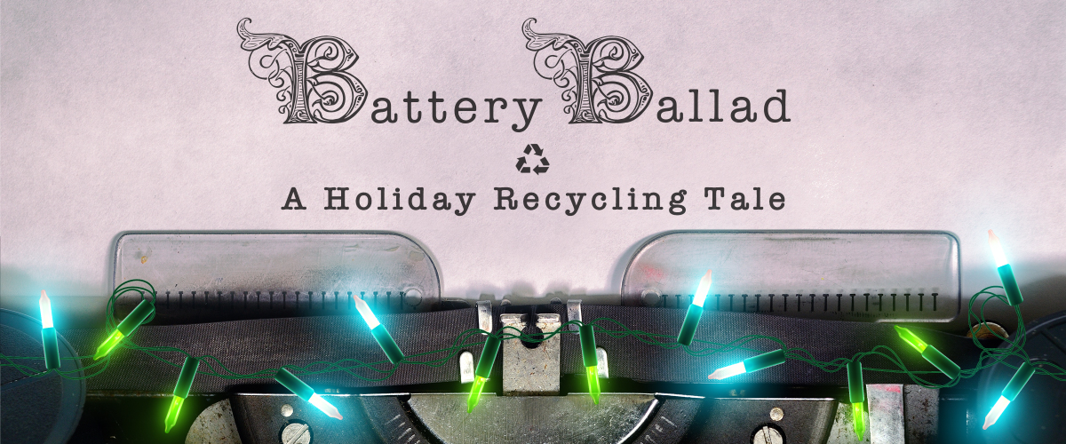 Typewriter and holiday lights showing the creation of the Battery Ballad