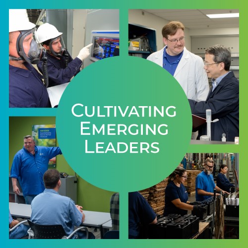 Collage of emerging leaders for supervisory roles in lead battery recycling facilities.