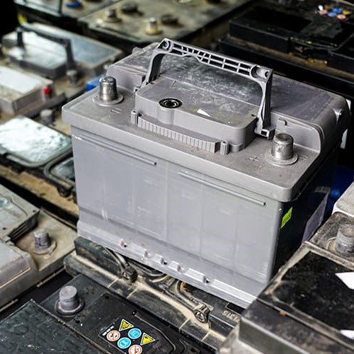 Spent lead battery to be recycled.