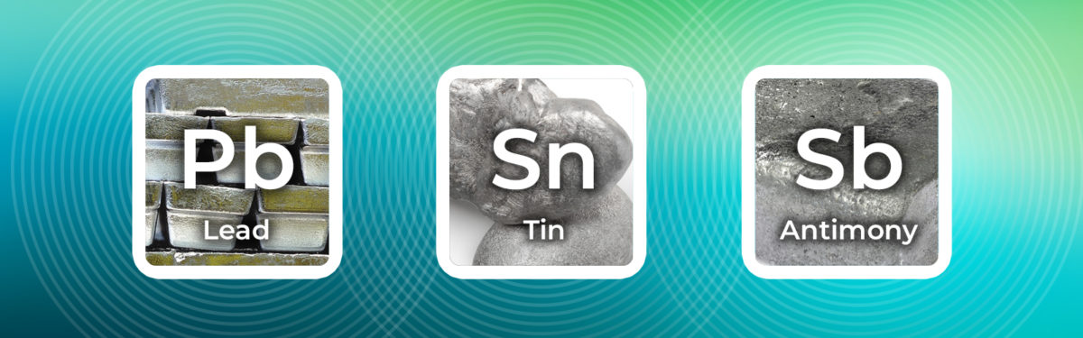Recycled critical minerals lead, tin, and antimony from spent lead batteries.